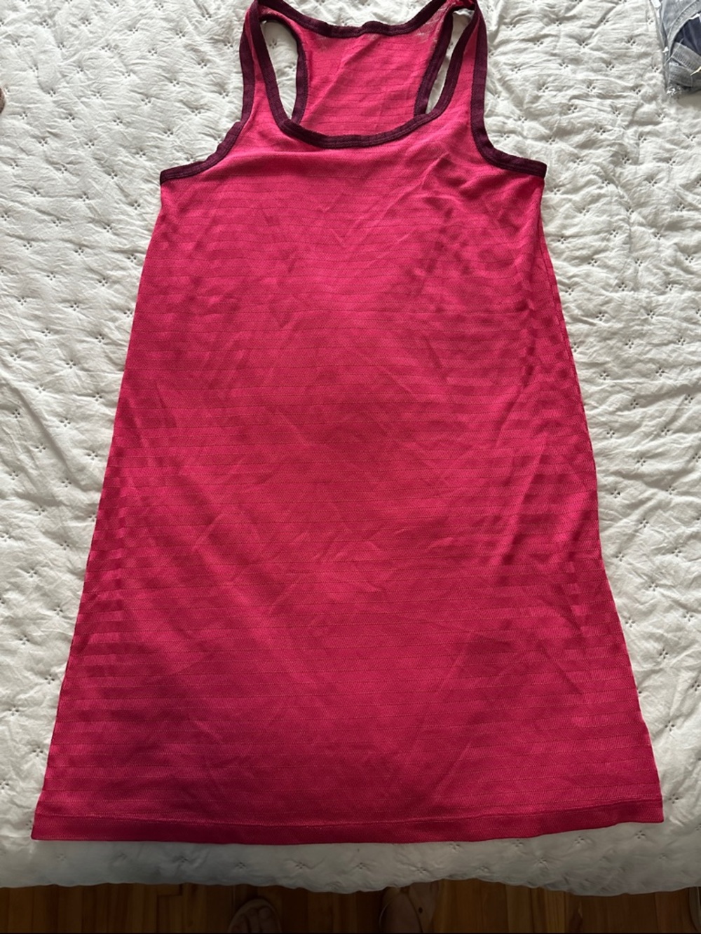 Joe Fresh Sheer Racerback Tank Dress in Bright Pink